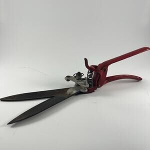 Vintage Hedge Shears Red Handle Grass Clippers Garden Pruning Tool